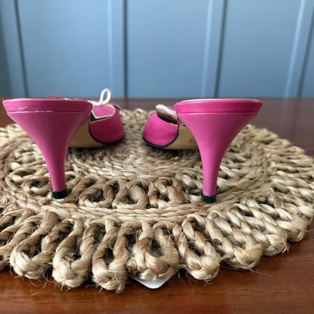 Davina London Hot Pink Leather Sling back Kitten Heel Mules Womens 10 EU 41 - Picture 4 of 16